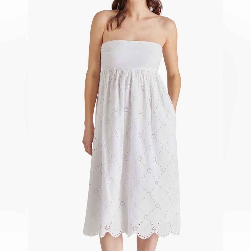 Steve Madden White Olsen Strapless Eyelet Dress